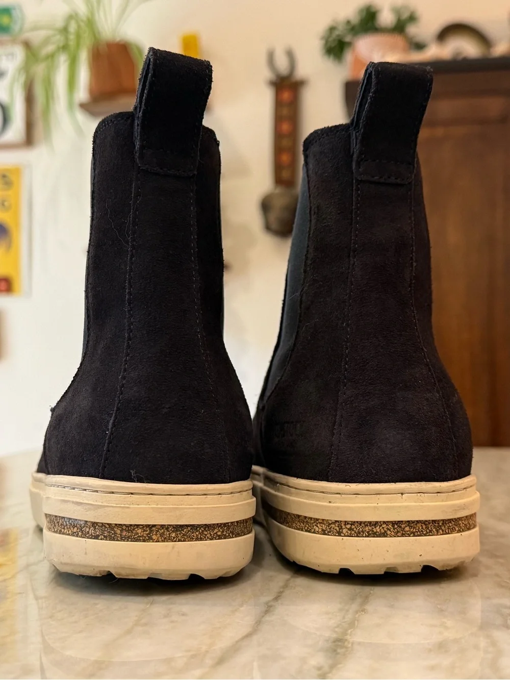 Birkenstock Men/Women NAVY blue Suede Chukka Boots with Cream Sole